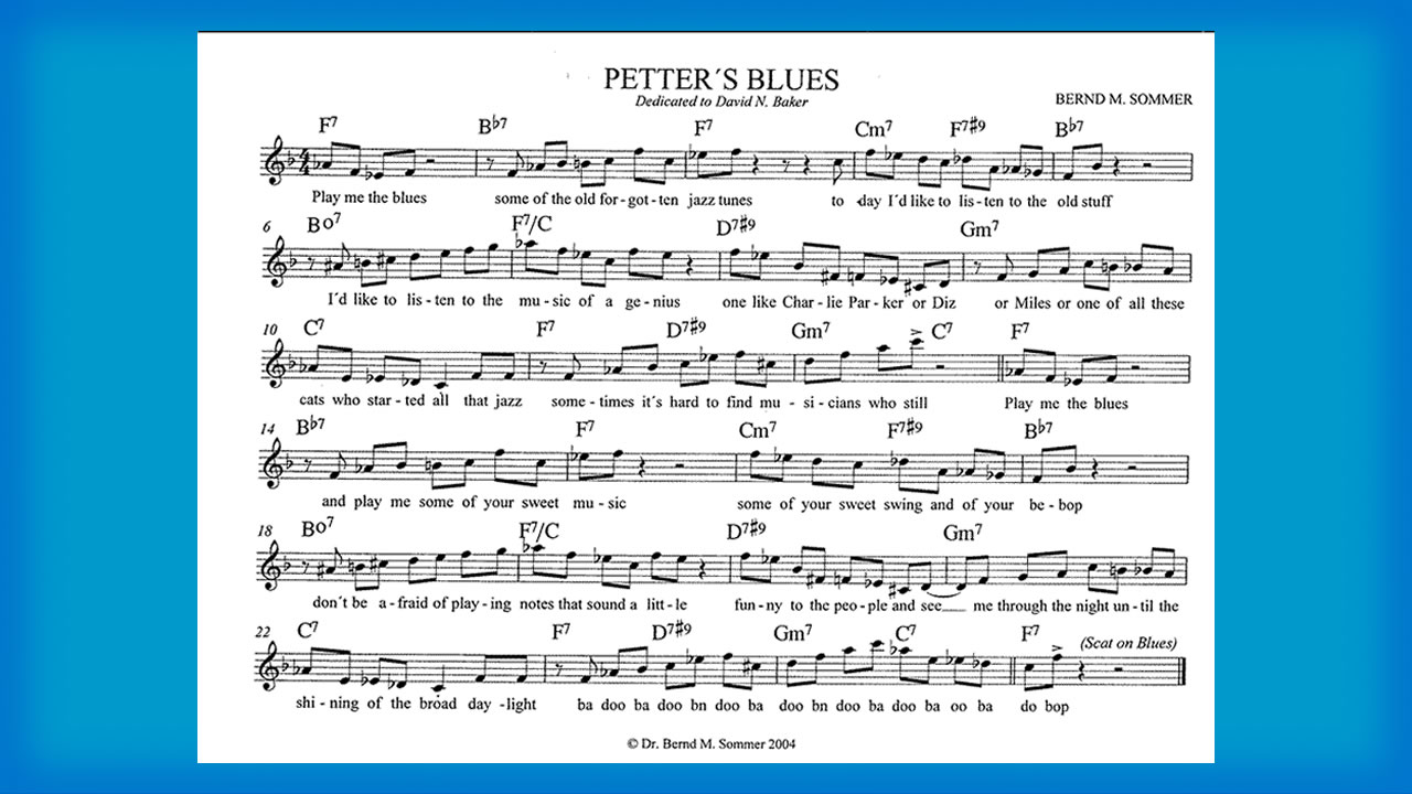 Petter's Blues - Komposition und Text: Bernd Michael Sommer - Blues in F mit typischen Bebop-Phrasen