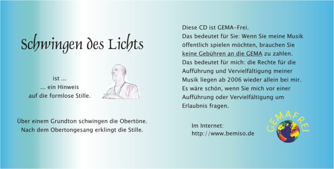 CD SCHWINGEN DES LICHTS von Bernd Michael Sommer. Booklet Seite 2 und 3.